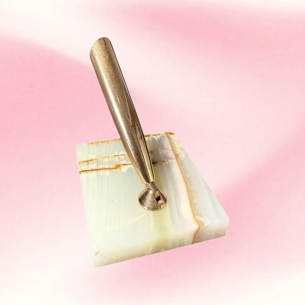 Vintage Sheaffer White Dot 14K Nib Fountain Pen Marble Desk Set Letter Opener